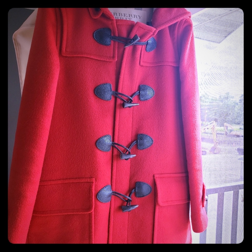 Burberry wool coat size 6 red
